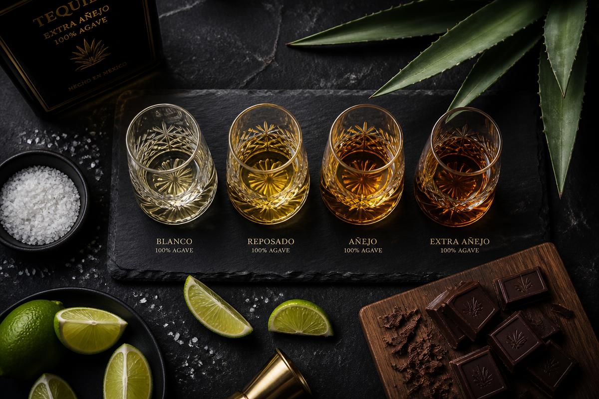 Premium tequila tasting flight